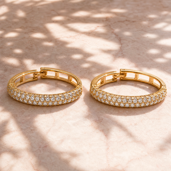 Brincos Redondos Elegantes com Zircónias