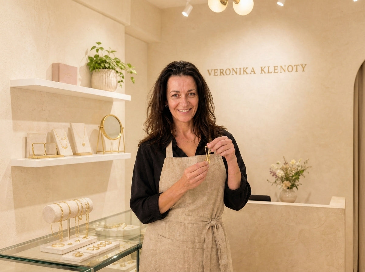 Veronika ve svém ateliéru v centru Prahy